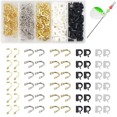Fishing Clevis Easy Spin U-Shaped Brass Links, 120/250pcs Quick Change Spinner Clevis Spinner Blade for Lure Making Spinnerbait Parts Accessory Freshwater Saltwater - color: Spinner Clevis Kit-250pcs