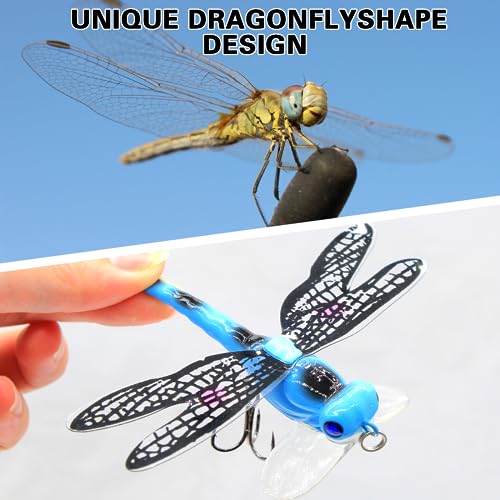 Topwater Fishing Lures Insect Fishing Lures Dragonfly Fishing Lures Dragonfly Lure Fishing Bait with Hooks for Outdoor Fishing Tools - color: Dragonfly 5pcs