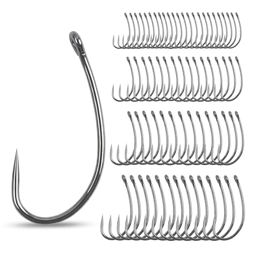 Barbless Fishing Hooks Curve Shank Carp Trout Circle Hooks Crank Fly Tying Hooks Carp Leader Hair Bait Rigs Fishing Accessoires for Freshwater Saltwater - size: 2#_80pcs