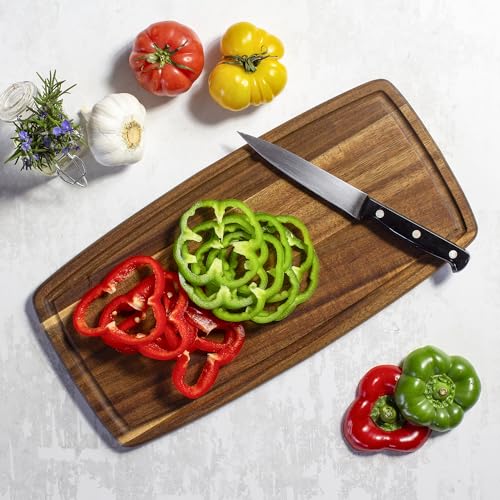 TB Home Acacia Wood Cutting Board with Juice Groove, 15-3/4" x 7-7/8"
