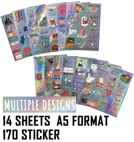 170Pcs Funny Nurse Stickers Pack - Holographic Medical Decals for Water Bottle, Laptop, Computer, Kindle, Cup & Planner - Nursing Gifts for Healthcare Workers - style: Funny Nurse Stickers