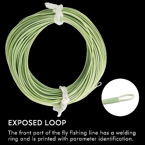 Riverruns Fly Fishing Floating Line with Welded Loop Weight Forward Fly Lines 85FT WF3 4 5 6 7 8F - color: Single Moss Green, size: WF5F