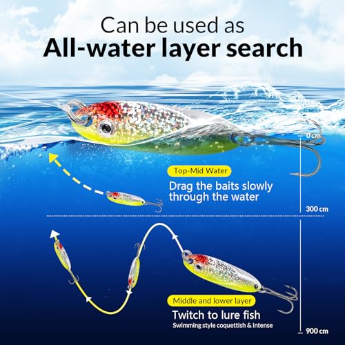 THKFISH Fishing Lure Spoons Trout Spoons for Fishing Jigging with Hooks - color: Color 1#, size: ['3/8 oz - 5 pieces']