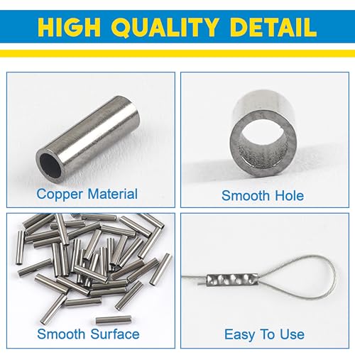SILANON Fishing Crimp Sleeves, 100pcs Single Barrel Crimp Sleeves Brass Copper Crimping Sleeves Tubes Fishing Line Crimps Tube Connector Wire Leader Rigging Tackle - size: 100pcs-2.4mm Inner Dia