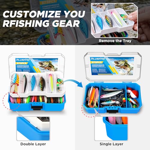 PLUSINNO Fishing Gear - Telescopic Fishing Rod and Reel Combo with Tackle Box, Collapsible Rod and Lures Box, Travel Fish Pole Starter Kit, Fishing Accessories Tackle Lure Kit Gifts for Men Bass Trout - color: Rod combo with 373pcs box, size: 1.8m 5.91ft