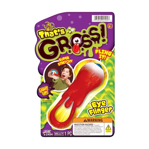 JA-RU Gross Light Up Eye Flinger Toy (Pack of 1) Stretchy Launching Eyeball. Halloween Party Favor. Sticky Splat Ball, Wall Ball, Squishy, Stress Relief, Gross Toy, Sticky Flinger 2494-1 - color: Eye Flinger, size: 1 Pack