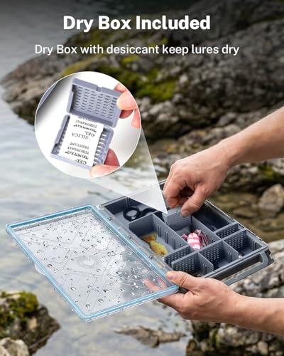 Gonex Fishing Tackle Boxes, 2-Pack Waterproof 3600 Tackle Trays with Adjustable Dividers, Portable Clear Plastic Tackle Organizers with DIY Dividers for Lures, Hooks, Bass Gear, Gray - size: 2pcs 3600 (10.9x7.3x1.7inch)