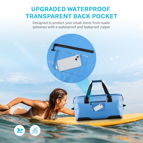 Gonex 40L 60L 80L Extra Large Waterproof Duffle Travel Dry Duffel Bag Heavy Duty Bag with Durable Straps & Handles for Kayaking Paddleboarding Boating Rafting Fishing - color: Light blue, size: 60L