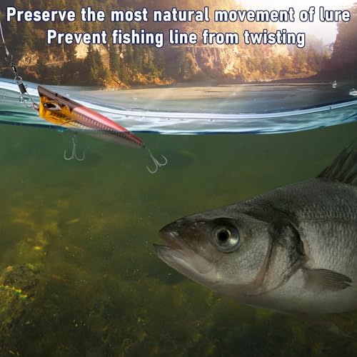Alwonder 100-Pack Fishing Snap Swivels, Barrel Swivels Fishing Tackle with Snaps Freshwater, Stainless Steel Safty Interlock Snap Swivel Black Nickel Coated Lure Hook Connector Quick Change Clips - size: #4-49LB-1.91"