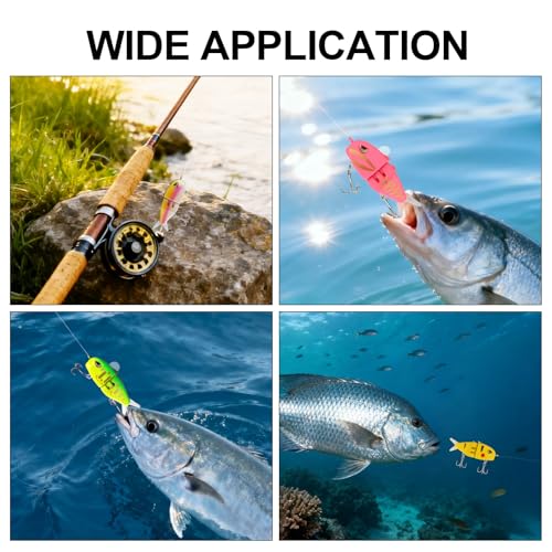 Popper Top Water Fishing Lure: Whopper Fishing Lures with Floating Rotating Tail Barb Treble Hooks Saltwater Freshwater for Bass - color: 2pcs yellow pink