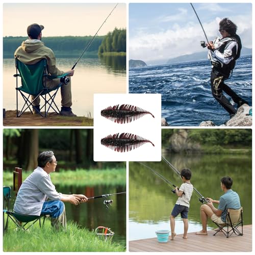 4.15'' Soft Swimbait Fishing Soft Plastic Lures 8pcs/24pcs Double-Color Lure for Bass Fishing Worms for Largemouth Bass - style: Red+black
