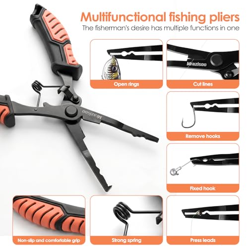 Fishing Tools Kit-Stainless Steel Fishing Pliers, Fish Lip Gripper, Multi-Functional Jaw Anti-Corrosion, Fishmen Must Have Fishing Gear - color: Orange