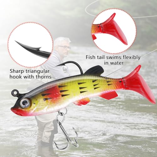 6PCS Swimbait Kit Realistic Bait and Surface Bait with Realistic 3D fisheye and Multi Joint Swimming Movements, Perfect for Saltwater and Freshwater Fishing Kits - color: B-6PCS