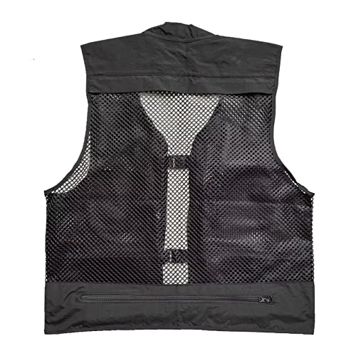 Men Mesh Breathable Multi-Pocket Vest Outdoor Travelers Fly Fishing Photography - color: Black, size: Large