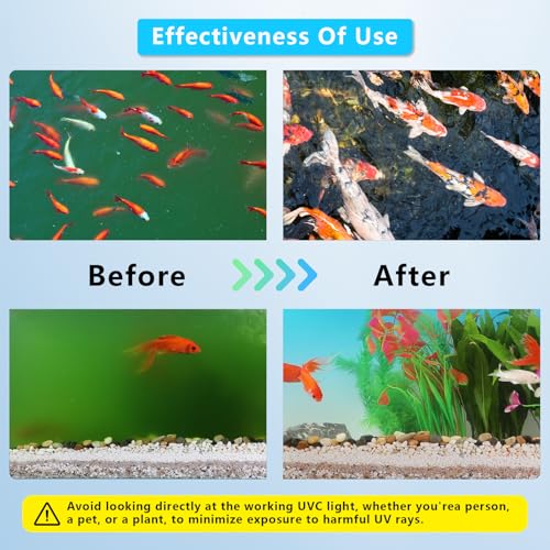 100W Aquarium UV Light for 1000-10000 Gallon, UV Pond Water Clarifier for Koi Pond, Swimming Pool, Spa, Large Fish Tank, Cold Plunge UV Light for Pond Algae Control - size: 100W/For 10000 Gallon