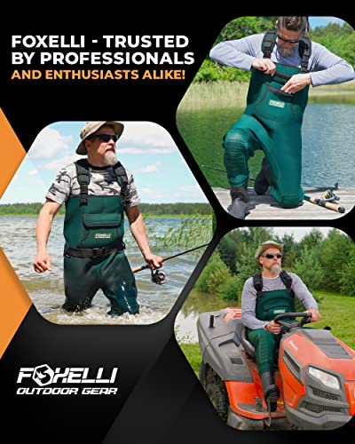 Foxelli Chest Waders, Waterproof 4mm Neoprene Hunting & Fishing Waders for Men & Women with Boots - color: Green, size: 10