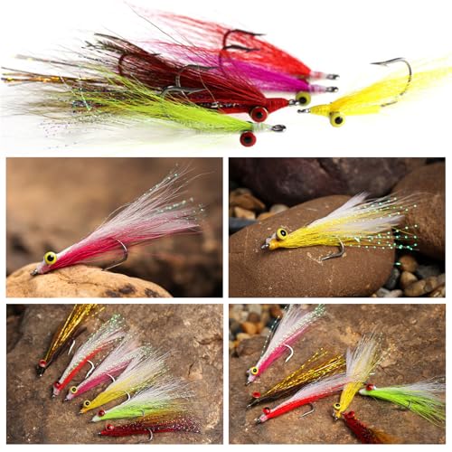 58pcs Fly Tying Materials Set | Complete Clouser Minnow Flies Fly Tying Kit with Hooks,Dumbbell Eyes and Flash Line to Tie Own Bass,Trout
