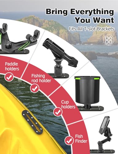 Mellbree Kayak Track, 7Inch Kayak Rail Mount Kayak Low Profile Track for Fishing Rod Holder, Fish Finder, Cup Holder, Anchor Cleats 4Pack - size: 7 inch - 4pcs