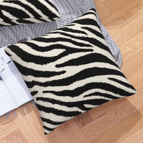 Zebra Print Striped Throw Pillow Covers Black and Beige Square Pillow Cases 20x20 Inch Set of 2 Wild Animal Skin Outdoor Decorative Pillowcase Cushion Cover for Couch Sofa - color: Black, size: 20" x 20" (Pack of 2)