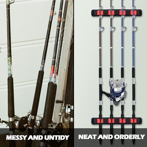 Sratte 4 Pcs Rod Holders for Fishing Boat Wall Mount Fishing Pole Holders Horizontal EVA Foam Garage Rod Rack Summer Boat Accessories for Men Gifts - color: Red, size: 9.7 Inch