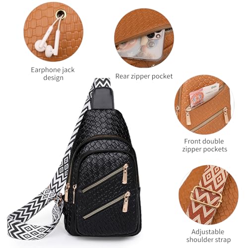 SENDEFN Small Sling Bag Crossbody Bags for Women Vegan Leather Cell Phone Cross Body Purse Fanny Packs Chest Bag for Women - color: B-black