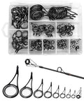IZTOSS Fishing Rod Tip Repair Kit Fishing Rod Guides Replacement Kit Black Stainless Steel, Wear Resistant Ceramic Ring for Saltwater & Freshwater Fishing Rod 60/90Pcs - color: 90PCS
