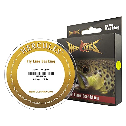 HERCULES Braided Fly Line Backing 20lb 30lb, 100Yds 300Yds, with Long-Lasting Color - color: Fluorescent Yellow, size: 20LB 300Yds