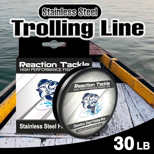 Reaction Tackle Stainless Steel Trolling Line - 30 Lb Marine Grade Single Strand Wire for Deep Trolling, Diving Disks and Toothy Saltwater and Freshwater Fish - size: 30 Lb / 1000 Foot
