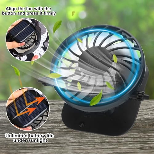 Berlune Sun Hat with 2 Solar Fan Wide Brim Fishing Bucket Hat USB & Solar for Men Women UPF 50+ Cooling for Fishing Beach - color: Black and White, size: 5.9 Inch Brim