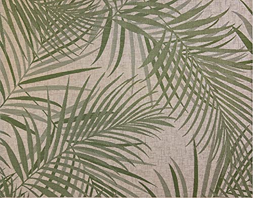 Gertmenian Indoor/Outdoor Flatweave Area Rug - 6x9 Medium, Stain & UV Resistant, Ideal for Deck, Patio, Poolside, Mudroom - Royal Palm Leaf, Green, 22215 - color: Royal Palm Leafs Green, size: 6'6" x 9'6" (Rectangular)