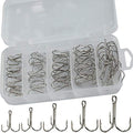 Drasry Fishing Treble Hooks Set for Saltwater Freshwater Size 1/0 to 16 High Carbon Steel Different Fish Hook 50pcs/Box - color: Silver, size: #6 to #1/0 Large