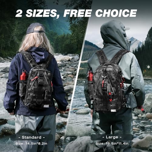 Ghosthorn Fishing Backpack with Tackle Boxes Fish Lip Gripper Pliers Lures Waterproof Tackle Bag with Rod Holder Fishing Gear - color: Black Camouflage, size: Standard