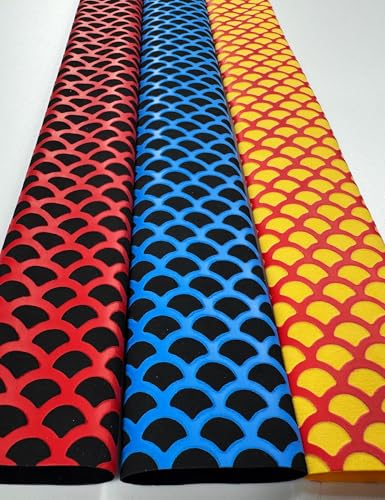 Accering 2-Tone Fish Scale Heat Shrink Tubing, Anti-Static Grip Shrink Wrap for Golf & Tennis (φ20mm, Black & Blue) - color: Black & Blue, size: φ20mm, L3.3ft