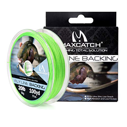 M MAXIMUMCATCH Maxcatch Braided Fly Line Backing for Fly Fishing 20/30lb(White, Yellow, Orange, Black&White, Black&Yellow, Blue, Pink, Green, Purple) - color: Green, size: 20lb,300yards