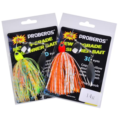 Spinnerbait Fishing Lure, Hard Metal Jig Spinner Baits Kits Swimbait for Bass Trout Pike Salmon Walleye Freshwater Saltwater 5pcs/Pack - color: Spinnerbait 5pcs/set 2, size: 3/8oz