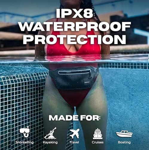 Drench 2-Pack 100% Waterproof Fanny Pack – IPX8 Submersible Dry Bag Waist Pouch & Waterproof Phone Case for Swimming, Boating, Kayaking, SUP & Snorkeling – Underwater Floating Belt Bag Set, Black - color: Black 2 Pack