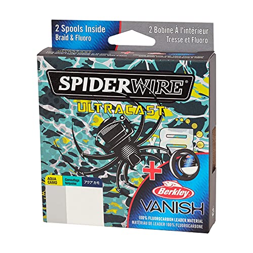 SpiderWire UltraCast Braided Fishing Line with Berkley Vanish Dual Fishing Spool - color: Aqua Camo/Clear