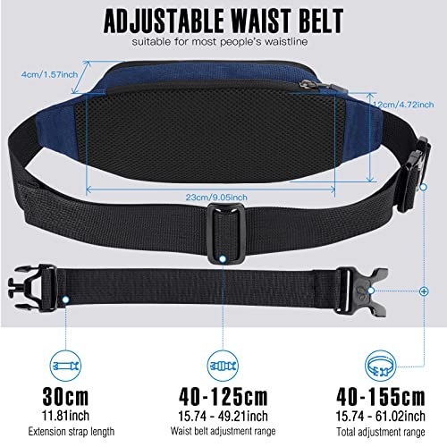 WATERFLY Fanny Pack Waist Bag: Small Hip Pouch Bum Bag Fannie Pack Phanny Fannypack Waistpack Bumbag Beltbag Sport Slim Fashionable for Jogging Hiking Hiker Woman Man - color: Navy Blue