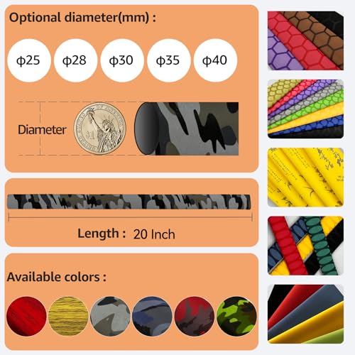 Camo Pattern Heat Shrink for Tennis Rackets & Tool Handles - No Residue, Durable Fit (30mm Diameter, 1.65 ft Length, Gray Camo Color) - color: Gray Camo, size: 25mm dia. x 1.65 ft long