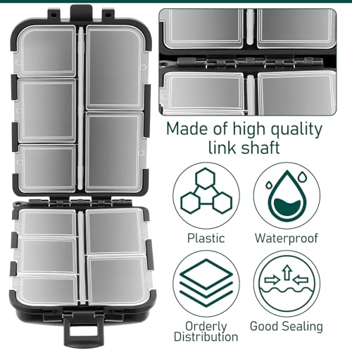 4pcs Pocket Tackle Box, Mini Hard Plastic Tackle Boxes, Small Fishing Tackles Box for Fishing Storage Containers, Kayak Fly Boxes Black