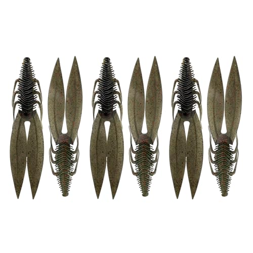 6th Sense – Bodega – Soft Plastic Creature Bait – Bass Fishing – Twin Ridge Tail Action – Multiple Sizes – Made in the USA - color: Darkmelon Red, size: 4.8in (6/pk)