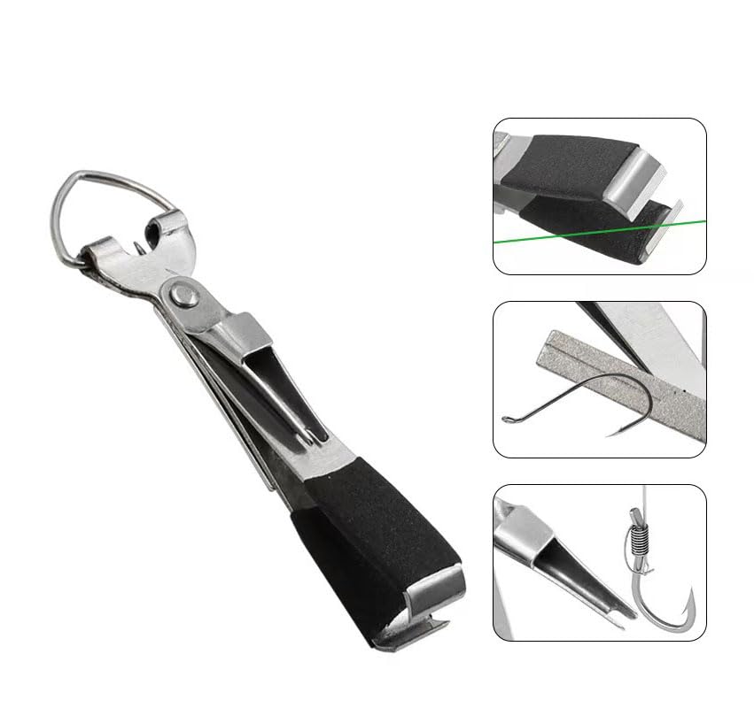 1Pc Fast Tie Nail Knotter Line Cutter Clipper Nipper Hook Fishing Tackle Gear Fishing Quick Knot Tool Sharpener Fly Tying Tool - color: black 1pc