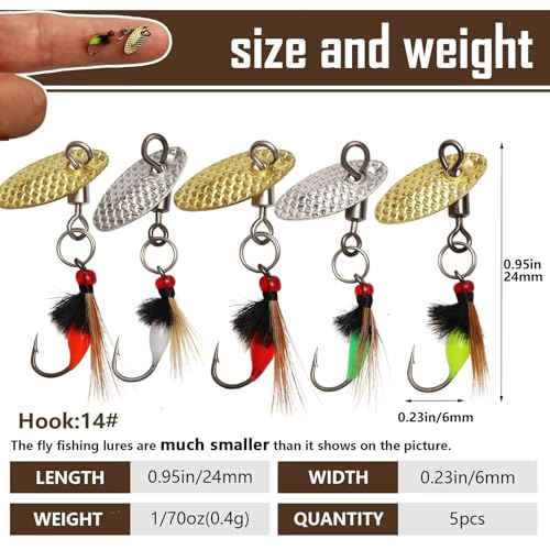 Dovesun Fly Fishing Lures Fly Fishing Flies Wet Fishing Flies Fishing Lures Fishing Spinner for Bass Sunfish Pike Trout 5PCS/10PCS - color: Mosquito-5pcs, size: Hook Size 14#