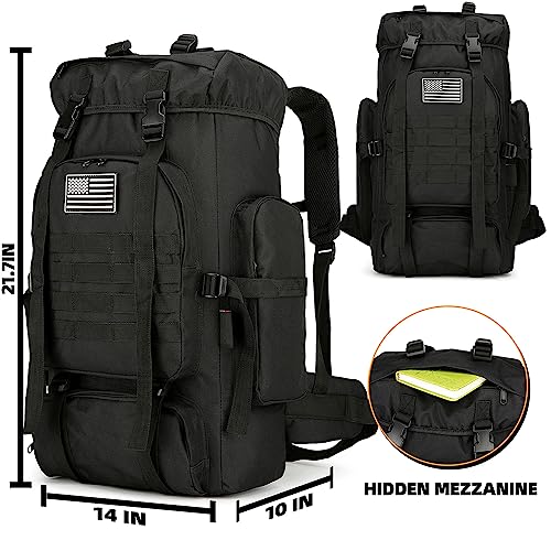 45L Hiking Backpack Waterproof Travel Backpack Lightweight Outdoor Daypack Camping Backpack for Men Women (Black) - color: Black
