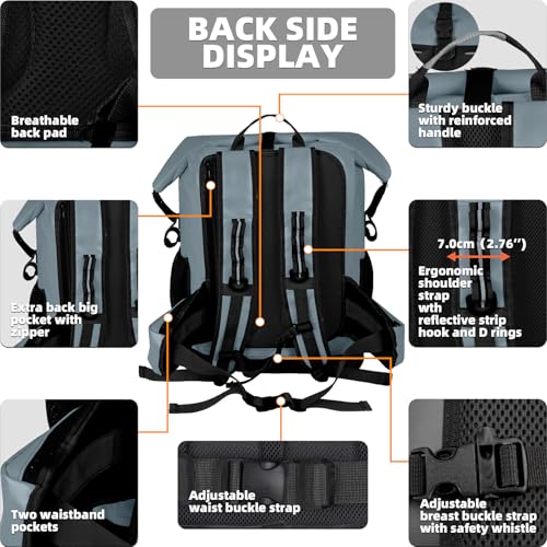 MORXPLOR Dry Bag Waterproof,5L/10L/20L/30L/40L/55L Roll Top Dry Bag Backpack with WaterProof Phone Case for Swim,Kayak - color: Middle Grey, size: 40Liter