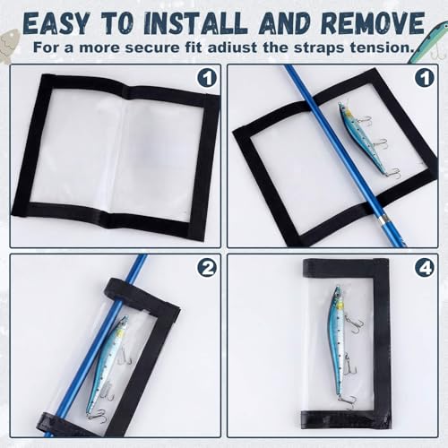 Outus 15 Pack Fishing Lure Wrap for Rod Clear PVC Lure Covers Keeps Hook Cover in 3 Sizes to Keep Hook Safe Bait Storage, Anti-Puncture Fishing Gear Organizer, 5 Large, 5 Medium, 5 Small - style: Rectangles