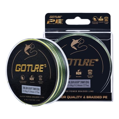 Goture Braided Fishing Line, 8-Strand and 4-Strand Ultra-Smooth UHMWPE Fiber, High Sensitivity Zero Stretch Abrasion Resistant Braid for Saltwater and Freshwater Fishing - color: B2:X 4 Rainbow Green, size: 15LB(300yds)