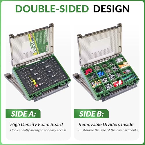THKFISH 375pcs Fishing Accessories Kit, Double sided Organized Fishing Tackle Box with Tackle Included Hooks, Weights Sinkers, Bass Fishing Gear Gifts