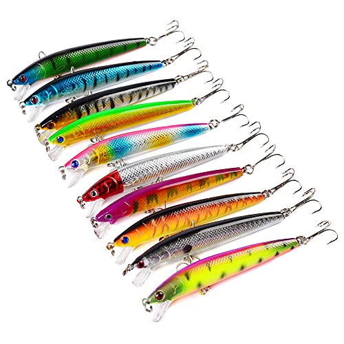 10pcs Minnow Fishing Lures Crankbaits, Fishing Hard Baits Swimbaits, Minnow Lures Topwater Lures Baits