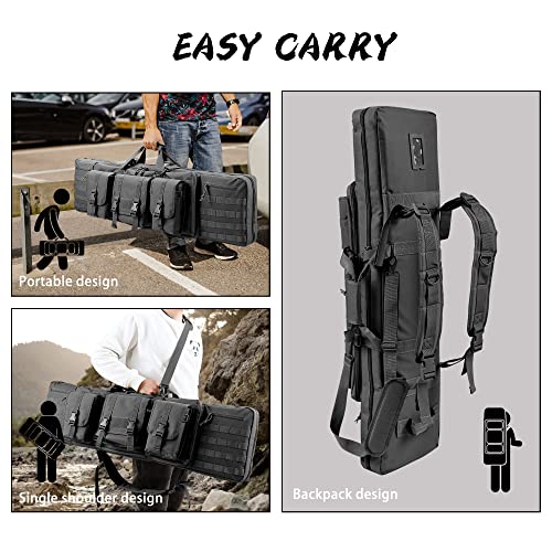 REEBOW GEAR Tactical Double Long Range Bag Outdoor Multifunctional Transportation Case Black/Tan 36/42/46 inches - color: Black, size: 36 inches